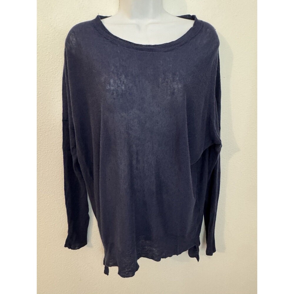 Amici Sweater  100% Linen Women’s Long Sleeve Dolman Blue Lightweight Size M